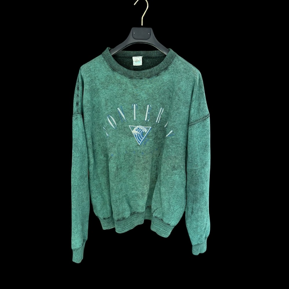 Vintage 90's Monterey‎ California Acid Wash Sweatshirt Teal Green Mens XL